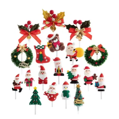La fabbrica di carte per inserti per torte acriliche con stampa a colori di Natale fornisce direttamente corna di Babbo Natale per la decorazione di torte da dessert